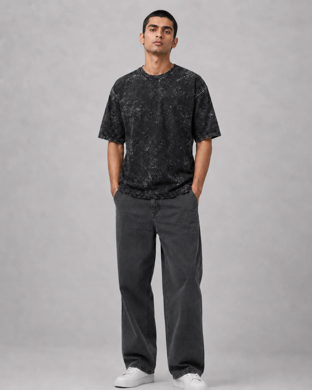 Onyx Crackle Acid Wash Oversized T-Shirt