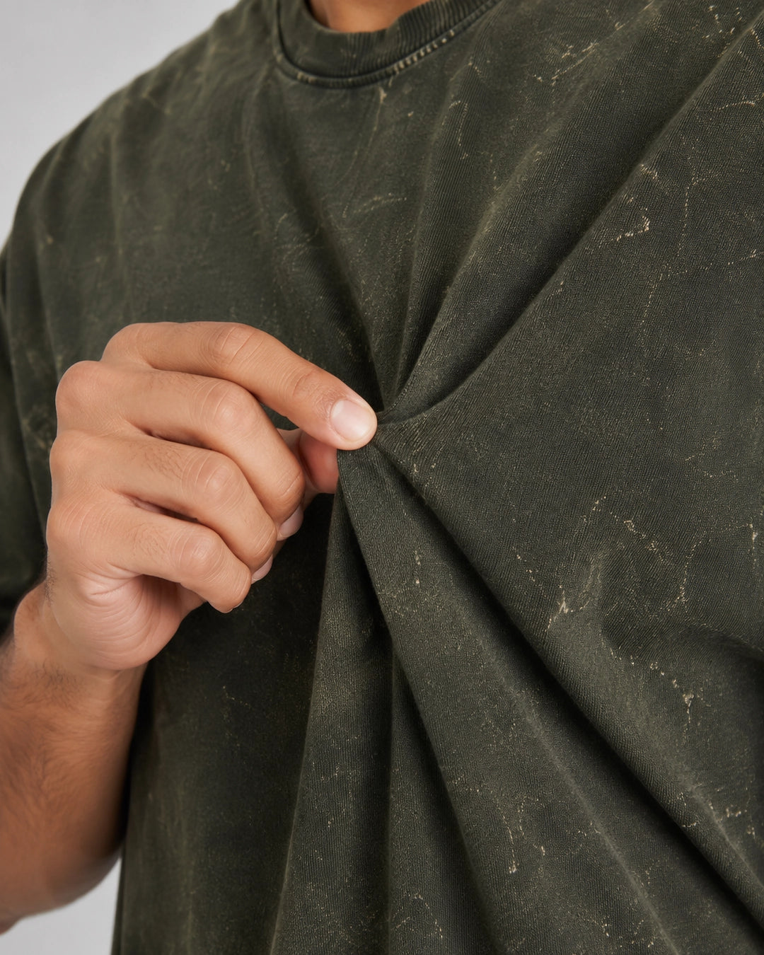 Moss Crackle Acid Wash Oversized T-Shirt