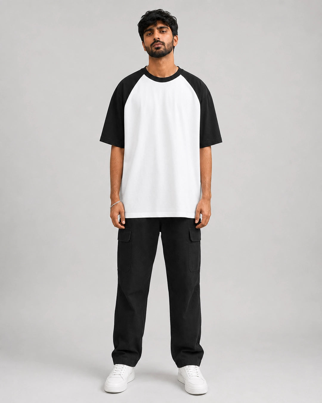 Onyx Arc - Oversized Raglan T-Shirt, white and black colour block, Yorlook