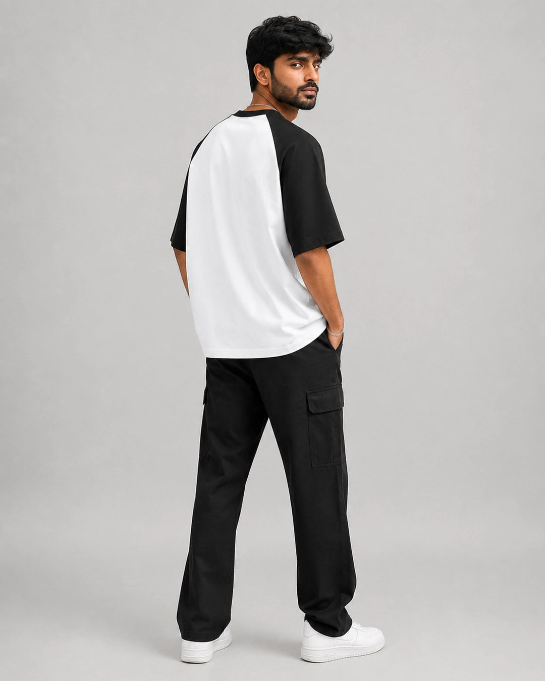 Onyx Arc - Oversized Raglan T-Shirt, white and black colour block, Yorlook