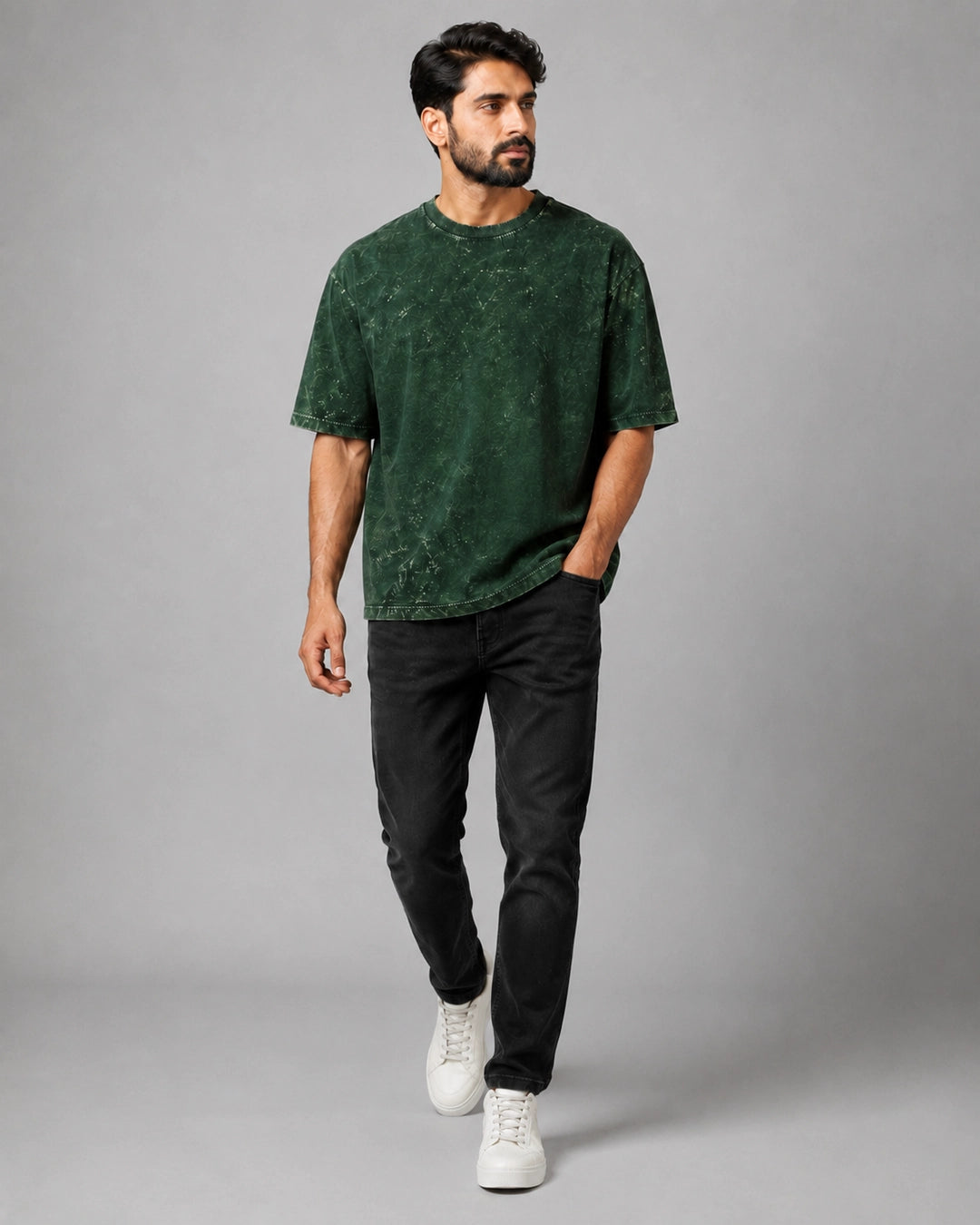 Pine Crackle Acid Wash Oversized T-Shirt
