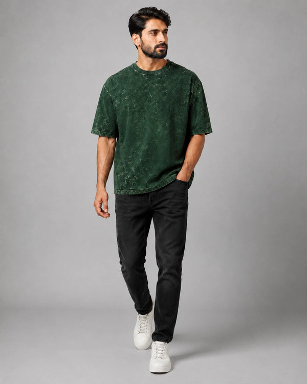 Pine Crackle Acid Wash Oversized T-Shirt