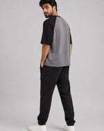 Monsoon Arc - Oversized Raglan T-Shirt, charcoal grey and black colour block, Yorlook