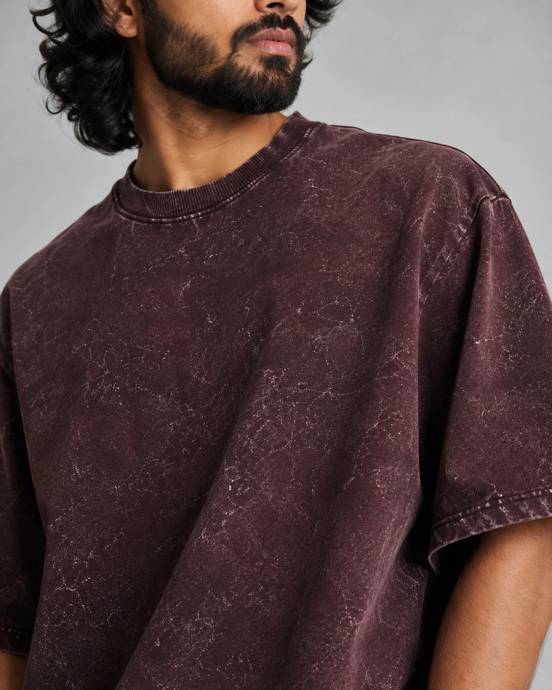 Plum Crackle Acid Wash Oversized T-Shirt