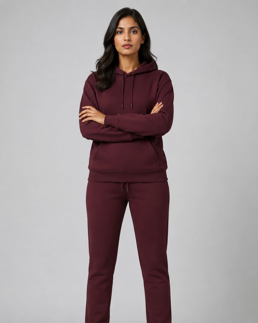 Plum Stack: Cotton Hoodie & Jogger Set