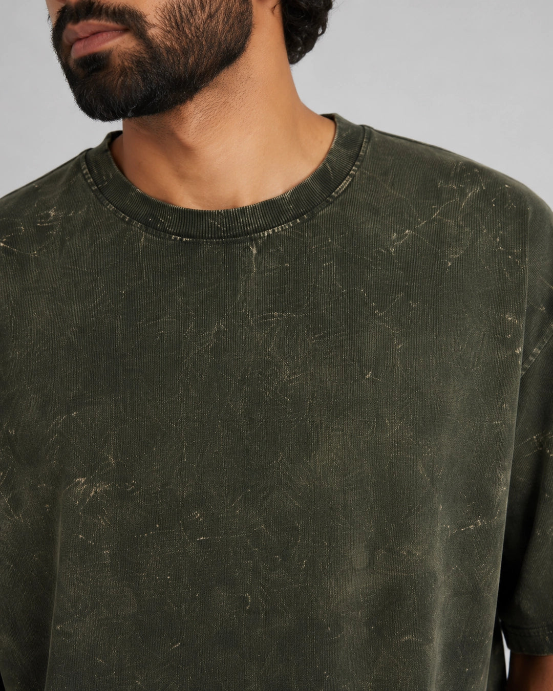 Moss Crackle Acid Wash Oversized T-Shirt