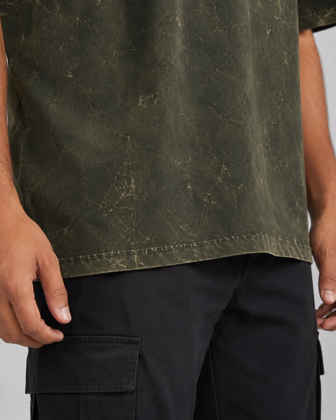 Moss Crackle Acid Wash Oversized T-Shirt