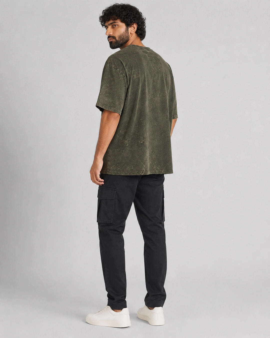 Moss Crackle Acid Wash Oversized T-Shirt