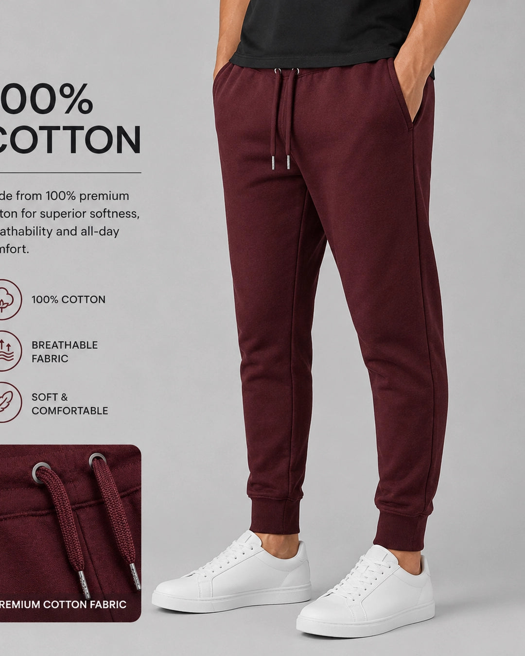 Plum Ease: Cotton Jogger